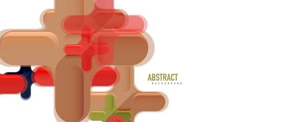 Glossy multicolored plastic style cross composition, x shape design, techno geometric modern abstract background. Trendy abstract layout template