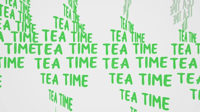 Tea time text kinetic typography. Morning drink and tea party banner concept
