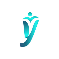Letter Y People Healthy Life Logo Design. Community Care Business Vector. Initial Typography Man or Woman Success Graphic Icon.