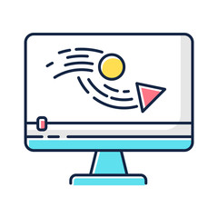 Animation making RGB color icon. Video production process. Digital content editing. Motion graphic creating. Film making. Isolated vector illustration