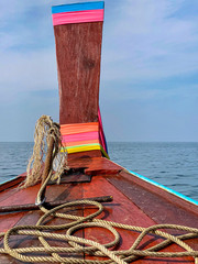 the typical bow of the longtail boat, Krabi, Thailand