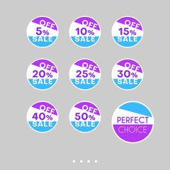 Set of sale stickers. Colorful abstract design.