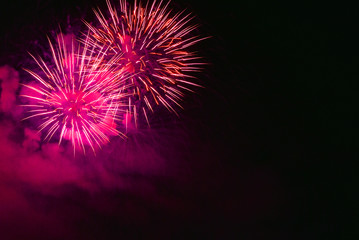 Fototapeta premium Colorful fireworks and Gwangan Bridge in Busan City , South Korea.