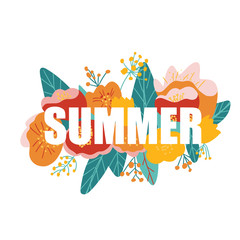 Text Summer cut  in the Flower background vector illustration