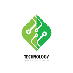 Technology green leaf - concept logo design. Nature electronic logo sign. Vector illustration. Ecology industry logo.