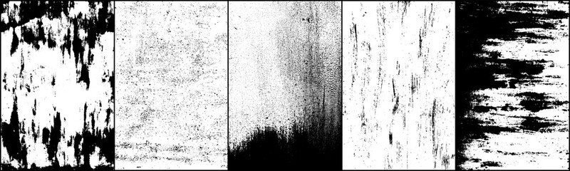Set of grunge background black and white. Dark texture dirty. Rust effect. Distressed overlay texture of cracked. Halftone vector illustration, Eps 10.
