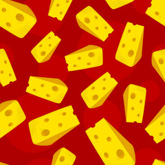 Seamless texture of cheese slices. Isolated