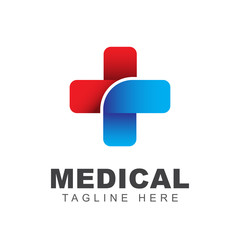 Medical pharmacy logo design template with cross plus sign shape illustration. Symbol of center health care clinic medicine concept. Vector graphic for element brand company, doctor identity service