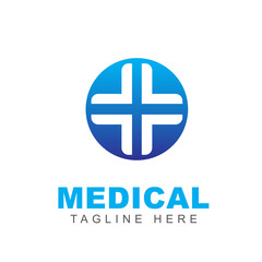 Fototapeta premium Medical pharmacy logo design template with cross plus sign shape illustration. Symbol of center health care clinic medicine concept. Vector graphic for element brand company, doctor identity service