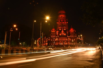 Fototapeta na wymiar Muncipal Corporation Of Greater Mumbai Head Office near CST long exposure shot ,Maharashtra,India.