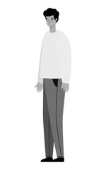 Isolated avatar man cartoon in gray colors vector design