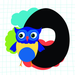 Bear alphabet kids, Animal alphabet, letter O, Vector