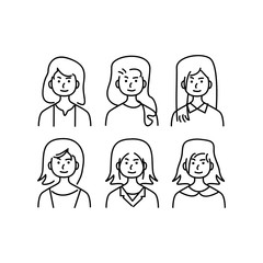 Doodle set of avatar female character illustration vector eps 10