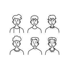 Doodle set of avatar male character illustration vector eps 10