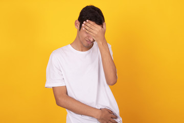 portrait of young man isolated on color background