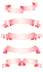 Realistic vector ribbons with a gold glossy stripe for your design project