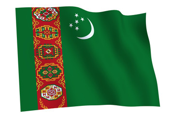 Flag of Turkmenistan waving in the wind
