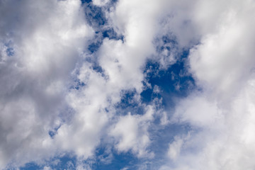 Clear blue sky and white clouds summer background