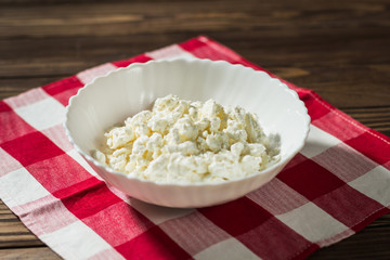 cottage cheese in a white plate
