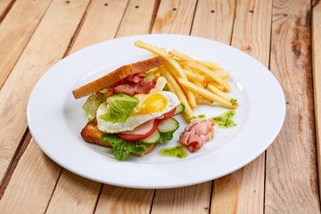 tasty breakfast in the cafe