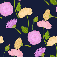 floral seamless pattern against a dark background