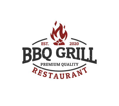 vintage emblem restaurant barbecue logo design