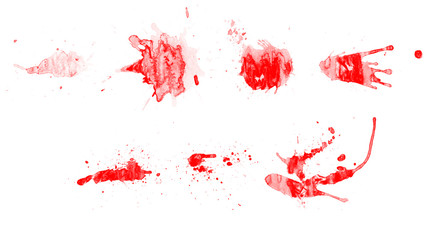 Red vector set of watercolor splash brushes