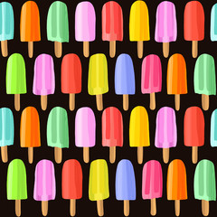 Hand drawn colorful popsicles seamless pattern background.