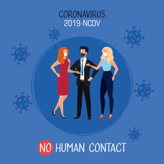 campaign of no human contact at office for covid 19 vector illustration design