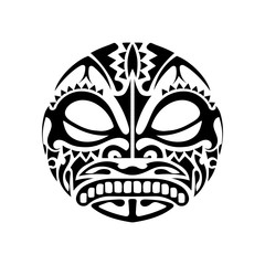 Polynesian style Tattoo design. Polynesian style mask. Isolated round tattoo vector.