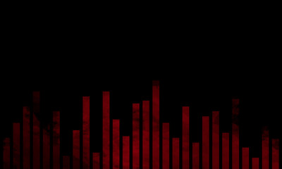 Graphic equalizer red sound wave on black