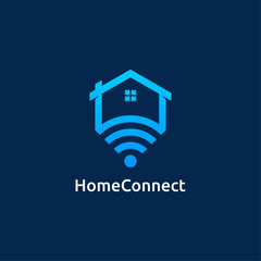 Creative wireless home vector gradient logo concept 