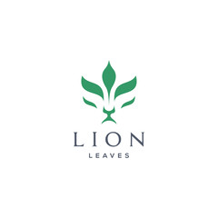 Lion Leaf plant logo design vector