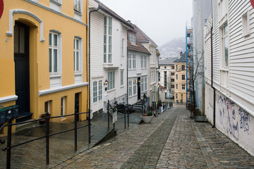 Fototapeta na wymiar Street view from above Bergen Norway