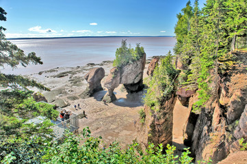 The Bay of Fundy  between the Canadian provinces of New Brunswick and Nova Scotia, with  extremely...