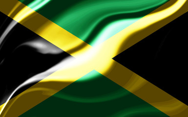 Jamaica flag waved by the wind
