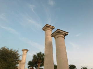 Columns Pedestal in open sky. Photo image