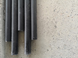 Black round steel pipe used in building construction