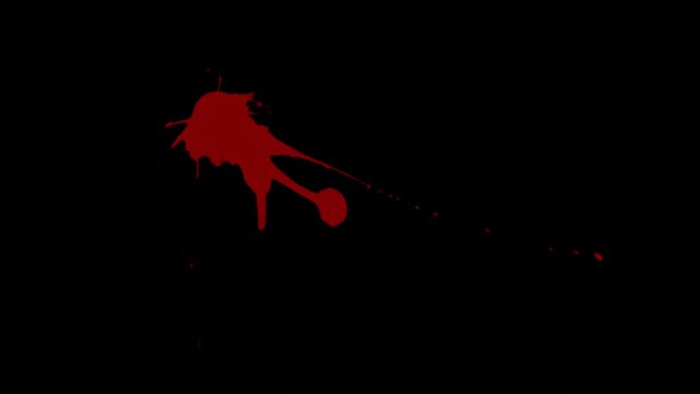 Blood Splatter Splashes with Alpha channel made of natural fx blood liquid with real leaking and drips.
