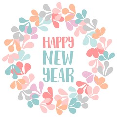 Happy New Year pastel vector card