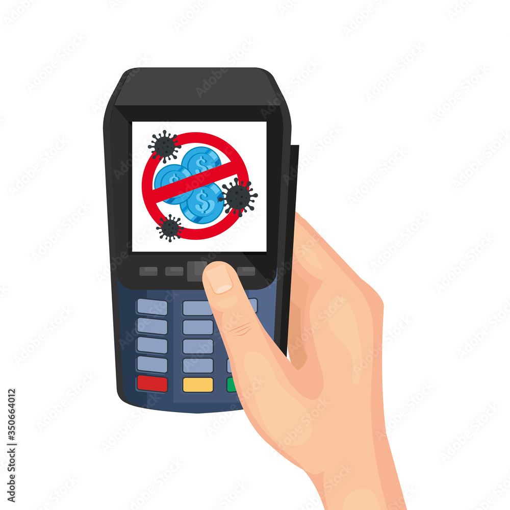 Poster dataphone with particle covid 19 isolated icon vector illustration design