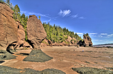 The Bay of Fundy  between the Canadian provinces of New Brunswick and Nova Scotia, with  extremely...