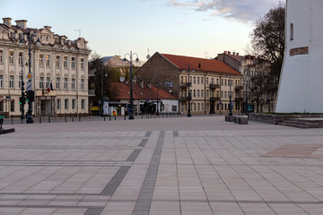 04-19-2020. Vilnius, Lithuania. Empty city street during the outbreak of COVID -19.