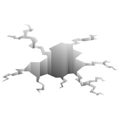 Ground cracks. Earthquake crack, hole effect and cracked surface. Cracked ground isolated on a white background. Damage breaks surface. Vector illustration