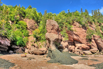 The Bay of Fundy  between the Canadian provinces of New Brunswick and Nova Scotia, with  extremely...