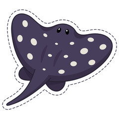 Sticker fun sea Stingray. Cute children's character for use in children's illustrations, on children's goods, as a sticker.