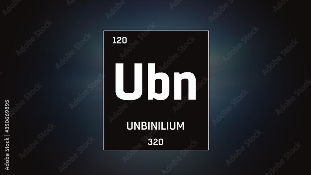 Canvas Prints 3d illustration of unbinilium as element 120 of the periodic table. grey illuminated atom design bac - Canvas Prints