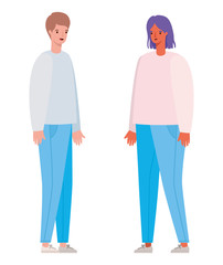 Fototapeta premium Woman and man avatar cartoon vector design