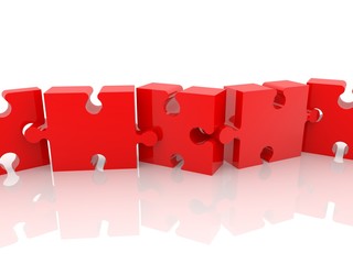 Zigzag red puzzle on a white background