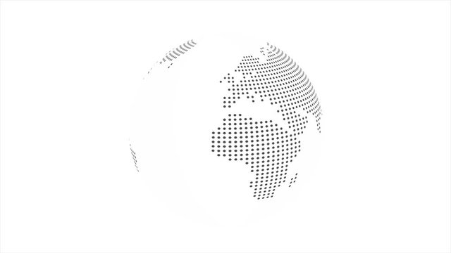 Rotating dotted earth on white background